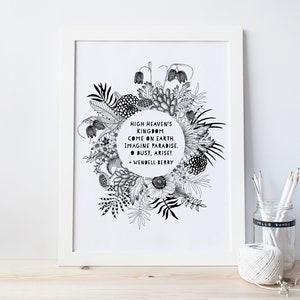 Wendell Berry Poem, "High heaven's kingdom come on earth." Printable Art, Poetry Instant Download, Wendell Berry Sabbath Poetry