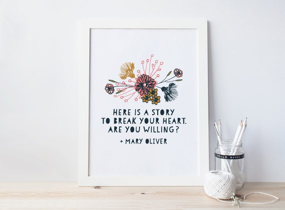 Mary Oliver I Believe In Quote Watercolour Print Poetry Art Print Digital Download