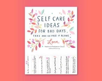 Self Care Ideas for Bad Days Printable • Printable for Business or Church, Inspirational Instant Download
