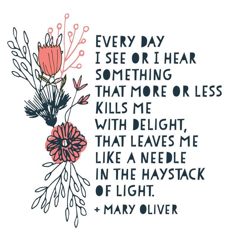 Mary oliver poetry mindful printable art instant download poetry