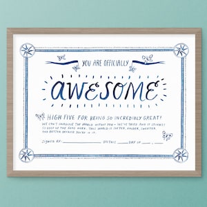 Certificate of Awesomeness Printable • Printable Certificate, Inspirational Instant Download