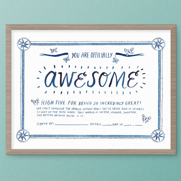 Certificate of Awesomeness Printable • Printable Certificate, Inspirational Instant Download