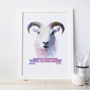 John 21:17, &quot;Feed My Sheep,&quot; Printable Art, Instant Download, Christian Art, Devotional Poster, Bible Verse, Church Clipart, Church Resource