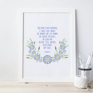 Psalm 23 (Masculine Language), &quot;God is My Shepherd,&quot; Printable Art, Instant Download, Christian Art, Bible Verse, Church Clipart, Scripture