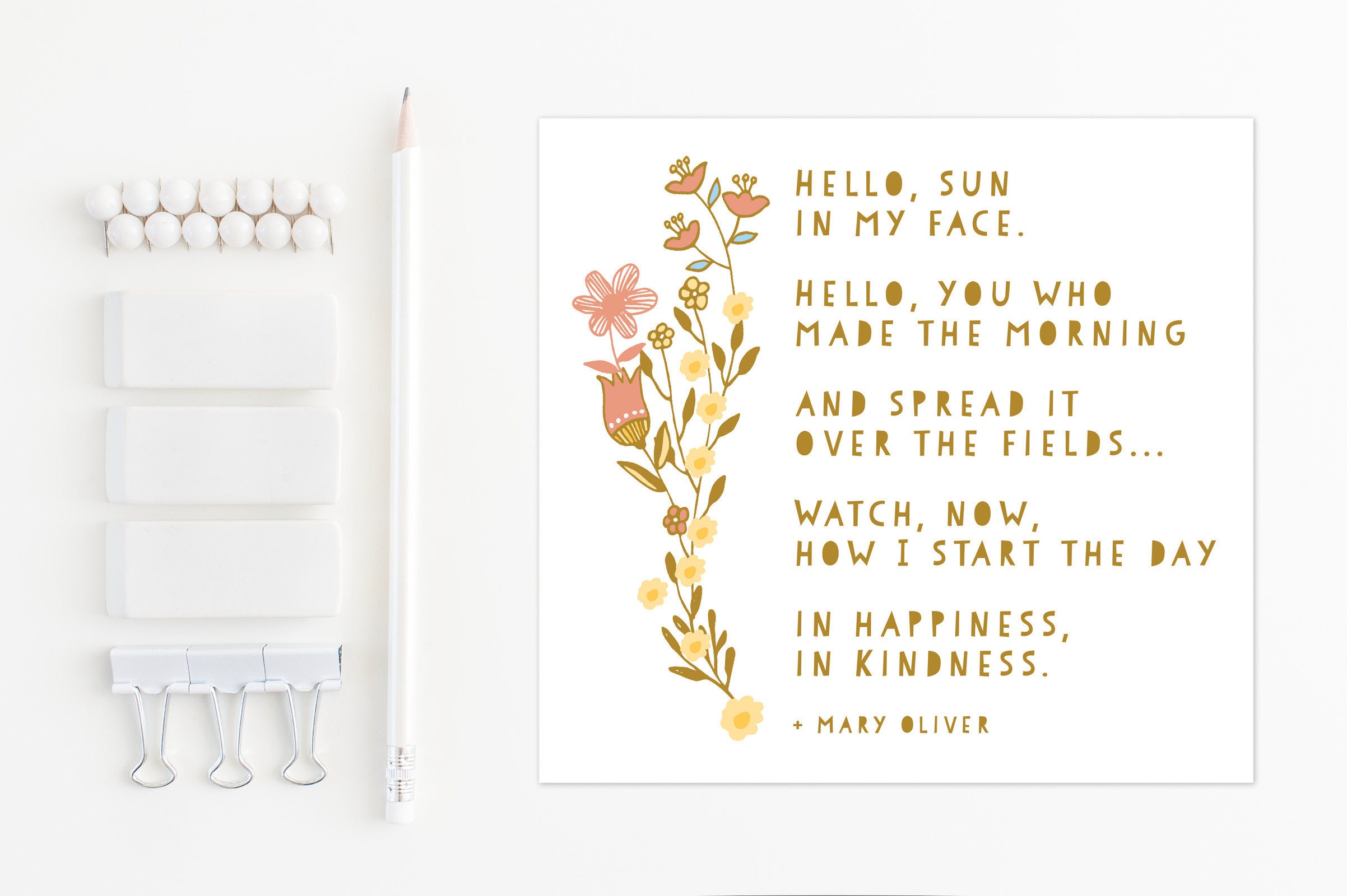 Mary Oliver Poem, hello, Sun in My Face Printable Art, Instant Download
