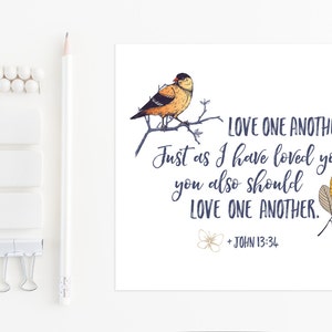 John 13:34, Printable Art, Instant Download, Christian Art, Devotional Poster, Bible Verse, John 13