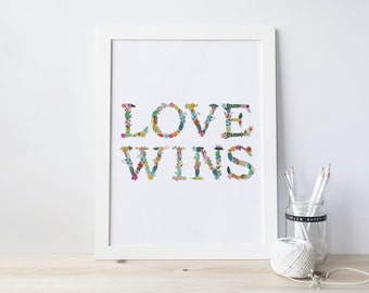 Love Wins, Printable Art, Instant Download, Christian Art, Devotional Poster, Bible Verse