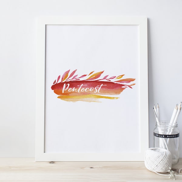 Pentecost Banner, Printable Art, Instant Download, Christian Art, Devotional Poster, Bible Verse, Pentecost Sunday, Church Clipart, Clip Art