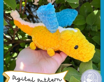 Nyx the Dragon LOW SEW Crochet Pattern Digital Download Quick Amigurumi Pattern Great for Market Prep!