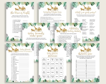Baby Shower Games Pack Printable Baby Shower Games Bundle Greenery Baby Shower Games Set Instant Download Baby Shower Activities DIYGGR