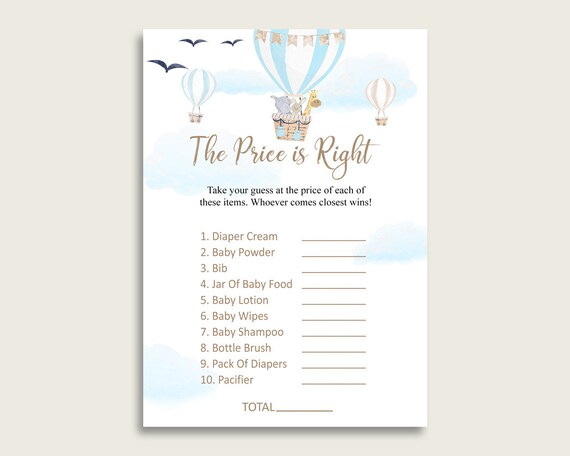 Blue White The Price Is Right Game, Hot Air Balloon Baby Shower Boy Activity, Guess The Price Game Printable, Instant Download, CSXIS Il_570xn
