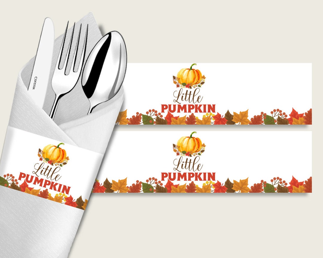 Fall Baby Shower Napkin Rings Printable, Orange Brown Napkin Wrappers ...