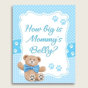Blue Brown How Big is Mommy's Belly Game Teddy Bear Baby - Etsy