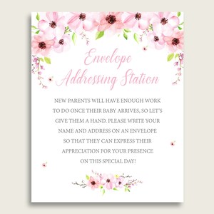 Pink Green Baby Shower Address Sign Printable Flower Blush - Etsy