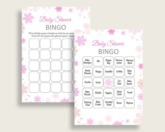 Bingo Baby Shower Bingo Winter Baby Shower Bingo Baby Shower Girl