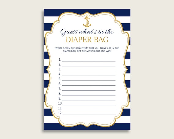 diaper bag guessing game