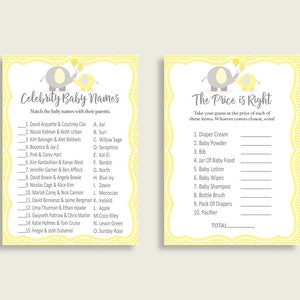Games Baby Shower Games Yellow Baby Shower Games Baby Shower Elephant ...