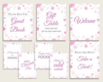 Table Signs Baby Shower Table Signs Winter Baby Shower Table Signs Baby Shower Girl Table Signs Pink White paper supplies pdf jpg 74RVX