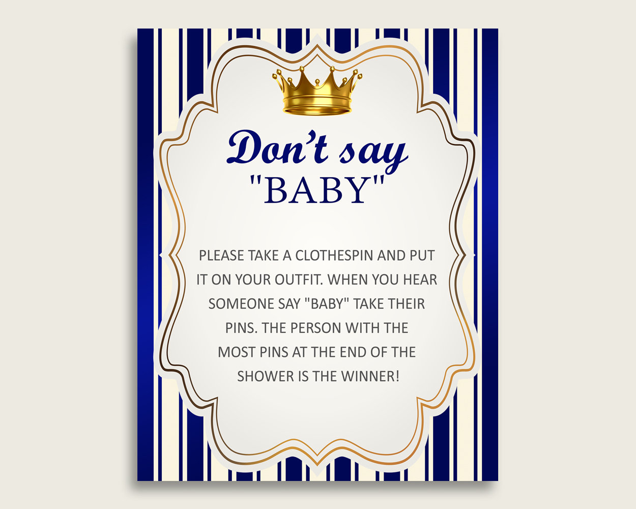 Blue Gold Don't Say Baby Printable Game Boy Baby Shower - Etsy