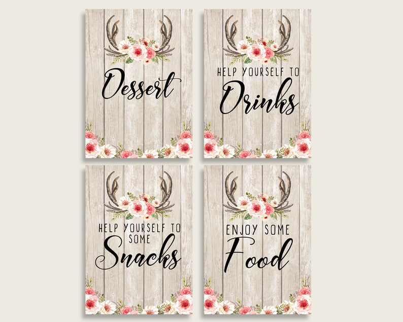 Boho Antlers Baby Shower Girl Table Signs Printable Beige - Etsy