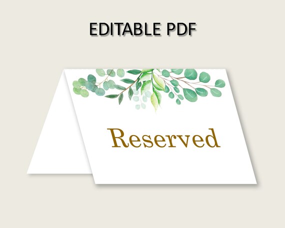 Greenery Folded Food Tent Cards Printable, Green Gold Editable Pdf Buffet Labels, Gender Neutral Baby Shower Food Place Cards, Instant Y8X33 Il_570xn