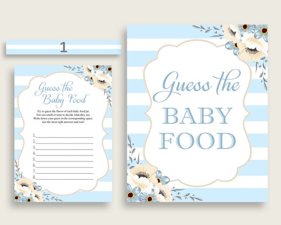 Blue White Stripes Guess The Baby Food Game Printable, Boy Baby Shower ...