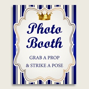 Royal Prince Photobooth Sign Printable, Boy Baby Shower Blue Gold Photo Booth, Royal Prince Selfie Station Sign, 8x10 16x20, Instant rp001