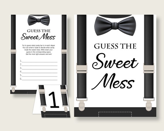 Little Man Guessing Game Baby Shower Boy, Black Beige Guess The Sweet Mess Game Printable, Dirty Diaper Game, Instant Download, lm001 Il_570xn
