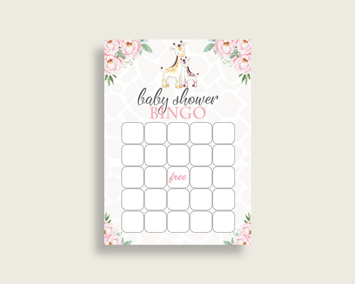 Giraffe Baby Shower Bingo Cards Printable Pink Yellow Baby - Etsy