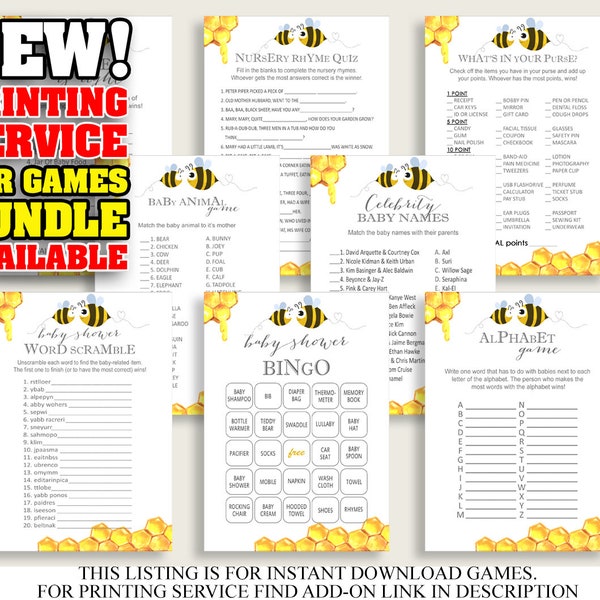 Bee Themed Baby Shower Games - Etsy