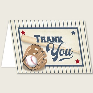 Biglietti di ringraziamento blu beige stampabili, biglietti di ringraziamento per baby shower da baseball, biglietti di ringraziamento per doccia per ragazzi, download istantaneo, piccolo YKN4H