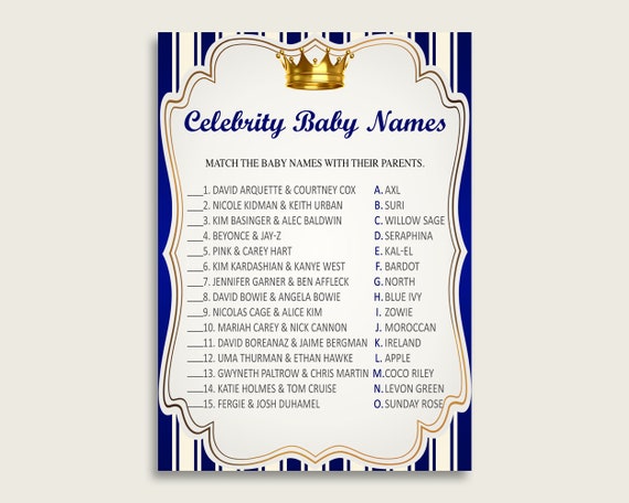 Blue Gold Celebrity Baby Names Royal Prince Baby Shower Boy Name
