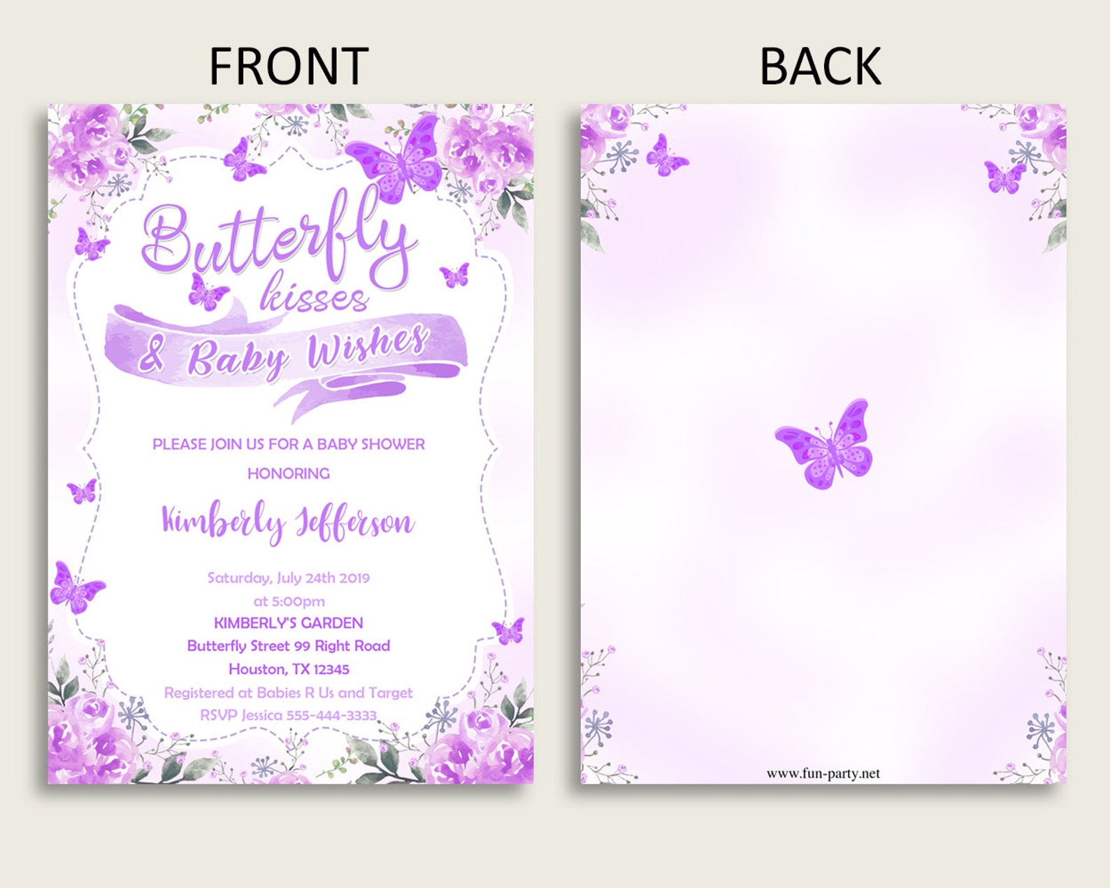Butterfly Baby Shower Invitations Printable Digital or - Etsy