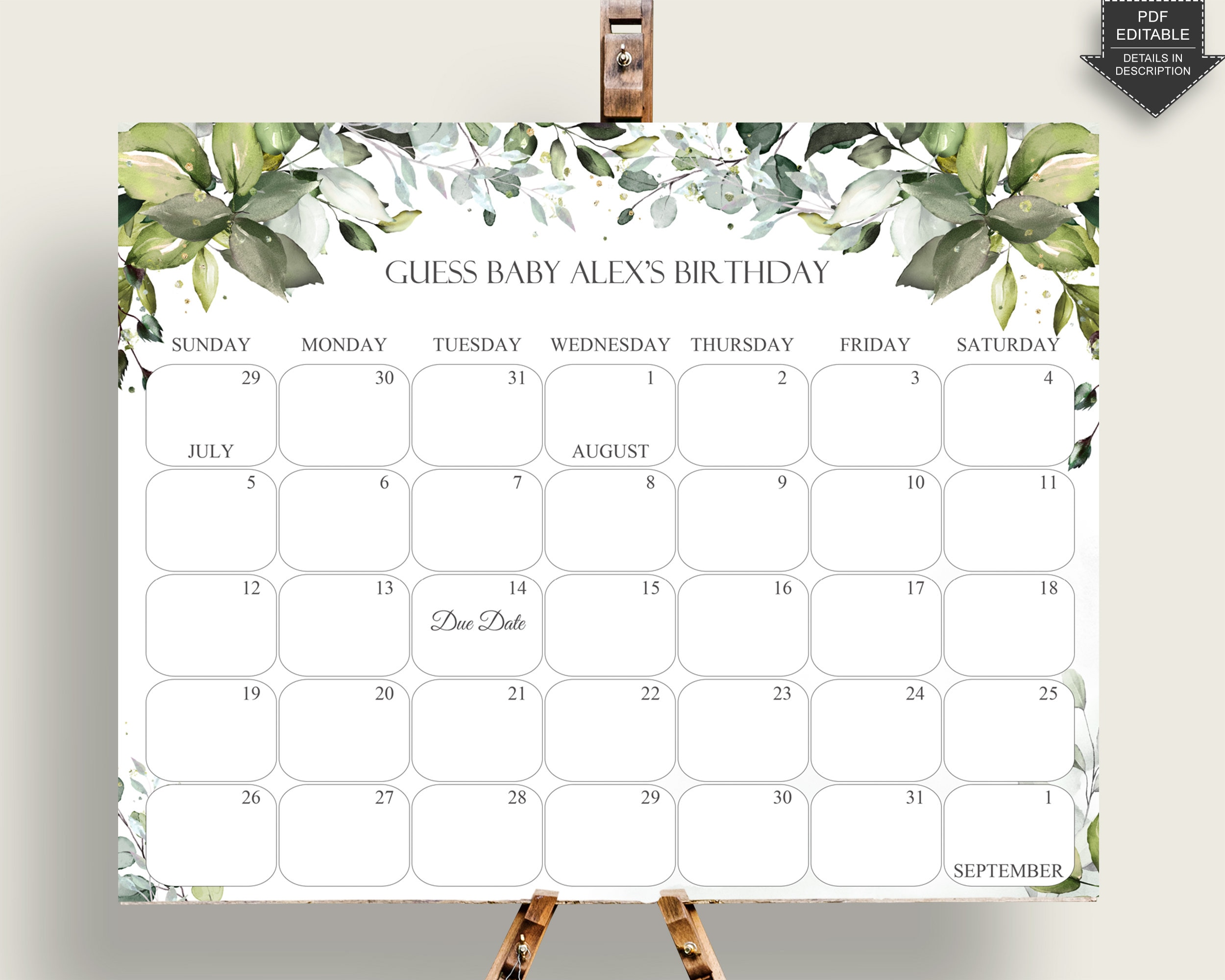 Baby due date calendar template hotsell