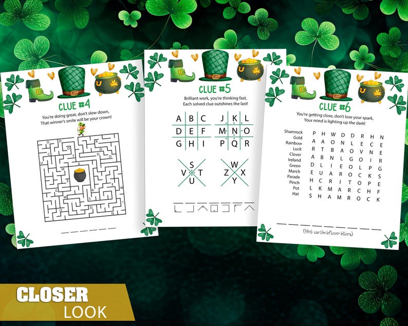 Indoor St Patrick's Day Treasure Hunt, St.patrick's Day Scavenger Hunt ...