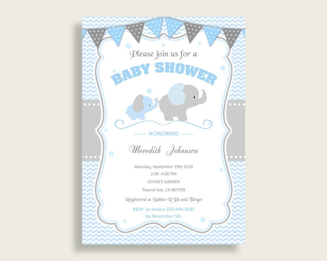 Elephant Baby Shower Invitations Printable Digital or Printed - Etsy