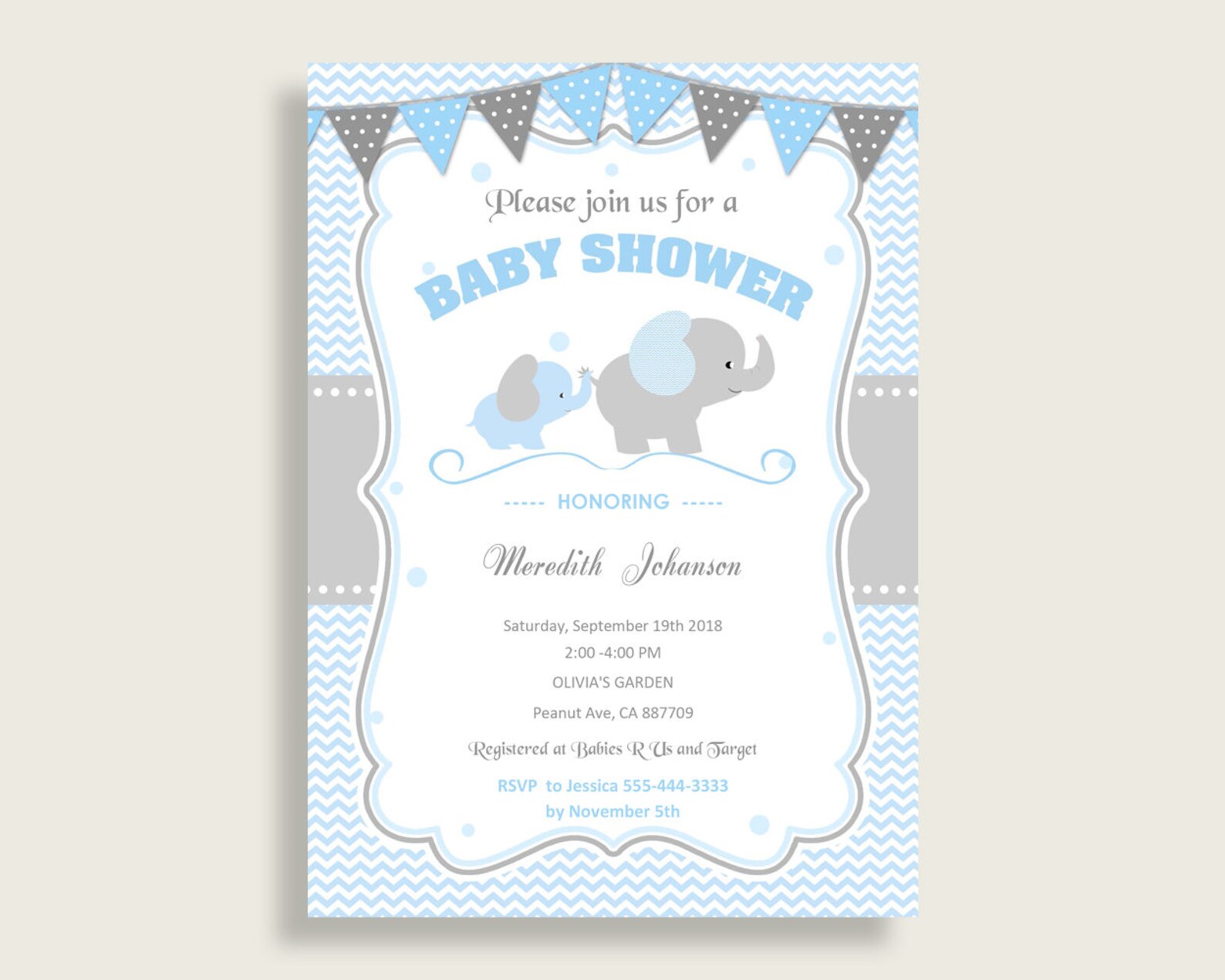 Elephant Baby Shower Invitations Printable Digital or Printed - Etsy