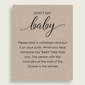 Dont Say Baby Baby Shower Dont Say Baby Kraft Baby Shower Dont Say Baby Baby Shower Kraft Dont Say Baby Brown Black rustic unisex ZOVMD