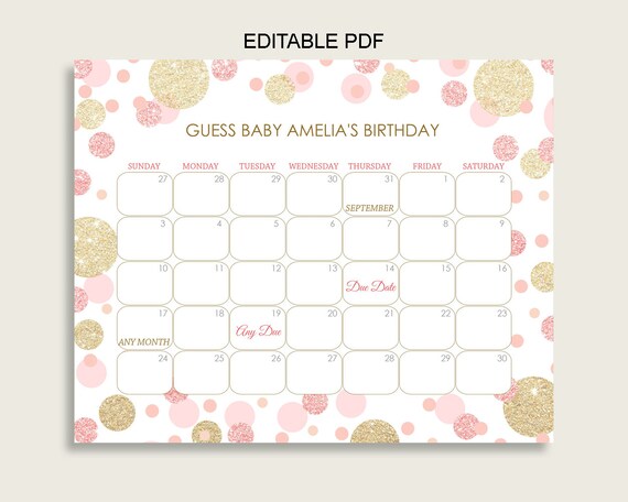pink-gold-guess-baby-due-date-calendar-game-printable-dots-baby-shower