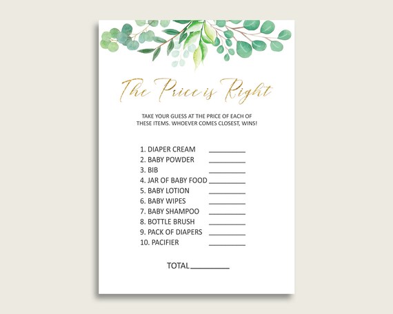 Green Gold The Price Is Right Game, Greenery Baby Shower Gender Neutral Activity, Guess The Price Game Printable, Instant Download, Y8X33 Il_570xn