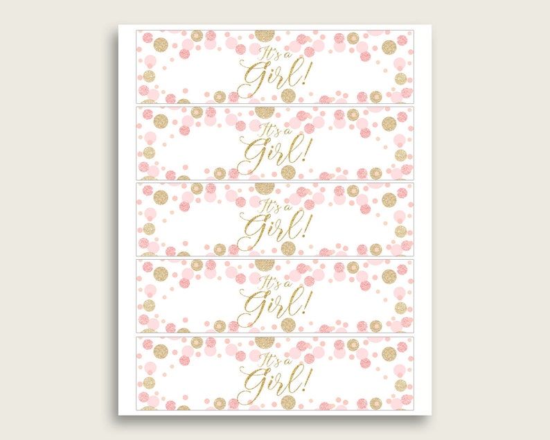 Pink Gold Water Bottle Labels Printable Dots Water Bottle Etsy Canada