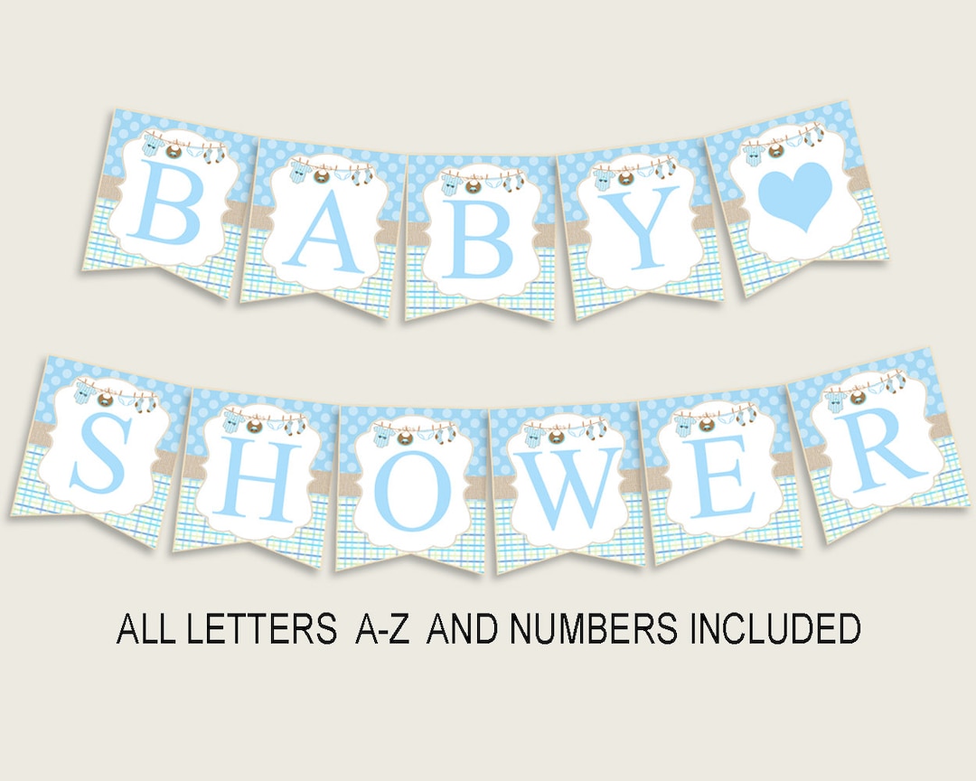 Clothes Baby Shower Banner All Letters, Birthday Party Banner Printable ...