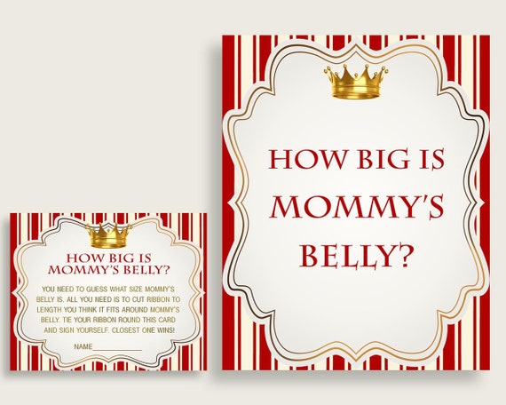 Mommy's Belly Baby Shower Mommy's Belly Prince Baby Shower Mommy's Belly Red Gold Baby Shower Prince Mommy's Belly prints pdf jpg 92EDX Il_570xn