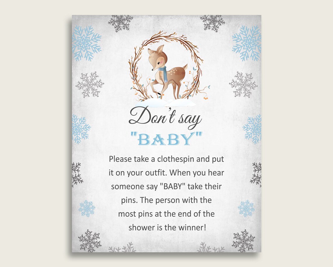 Gray Blue Don't Say Baby Printable Game Boy Baby Shower | Etsy