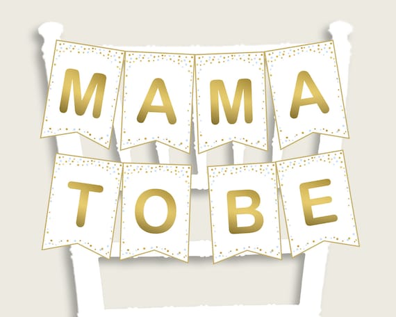 Chair Banner Baby Shower Chair Banner Confetti Baby Shower Chair Banner Blue Gold Baby Shower Confetti Chair Banner printable files cb001 Il_570xn