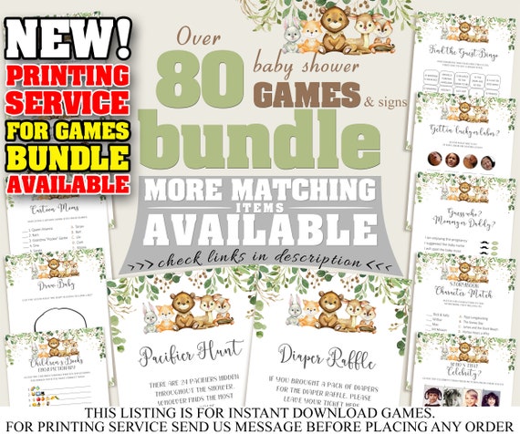 Woodland Wonders: Baby Shower Games Bundle Featuring Adorable Forest Animals, Instant Download, ap001 Il_570xn