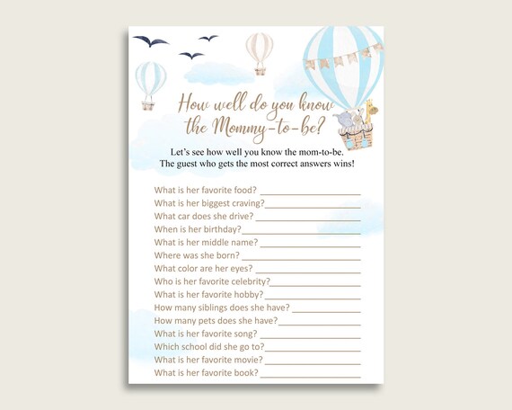 Blue White How Well Do You Know Mommy Game, Hot Air Balloon Baby Shower Boy, Who Knows Mommy Best Printable, Cute Traveler Theme CSXIS Il_570xn