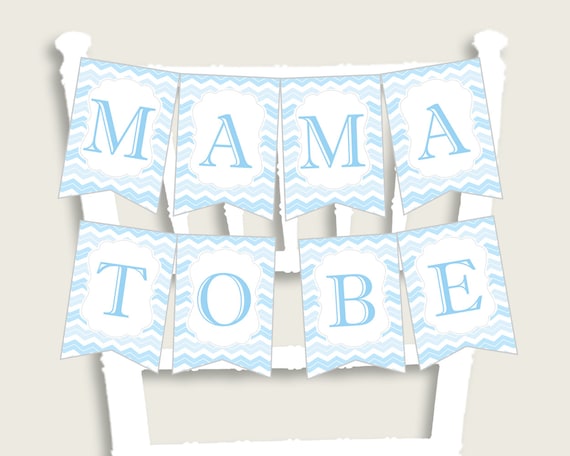 Chevron Baby Shower Chair Banner Printable, Blue White Chair Banner, Boy Shower, Mama To Be, Mommy, Dad Mom To Be, Instant Download, cbl01 Il_570xn