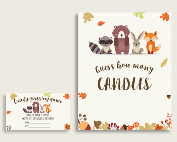 Brown Beige Candy Guessing Game, Woodland Baby Shower Gender Neutral Sign And Cards, Guess How Many Candies, Candy Jar Game, Jelly w0001 Il_570xn