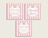 Royal Princess Baby Shower Square Thank You Tags 2 inch Printable, Pink Gold Girl Shower Gift Tags, Hang Tags Labels, Instant Download rp002 Il_170x135
